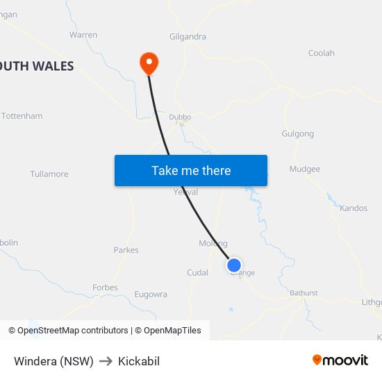 Windera (NSW) to Kickabil map