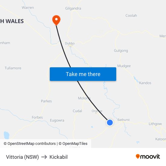 Vittoria (NSW) to Kickabil map