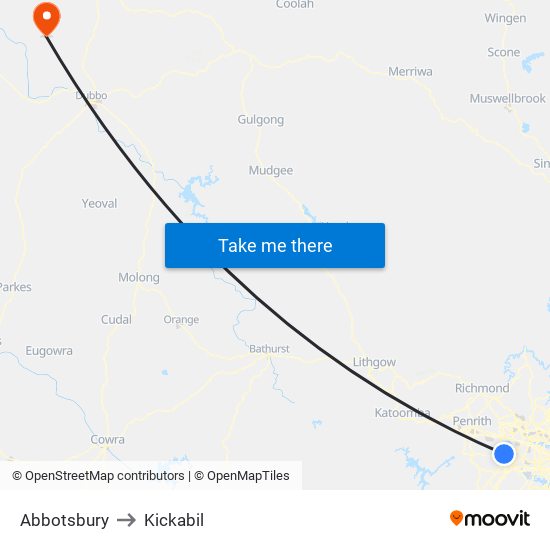 Abbotsbury to Kickabil map