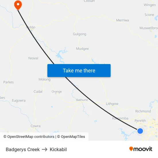 Badgerys Creek to Kickabil map