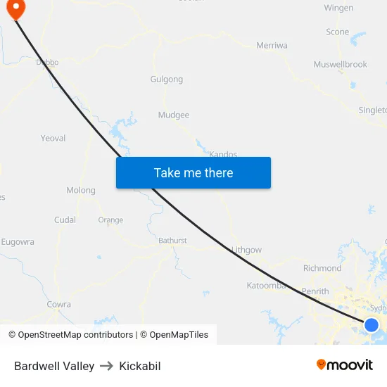 Bardwell Valley to Kickabil map