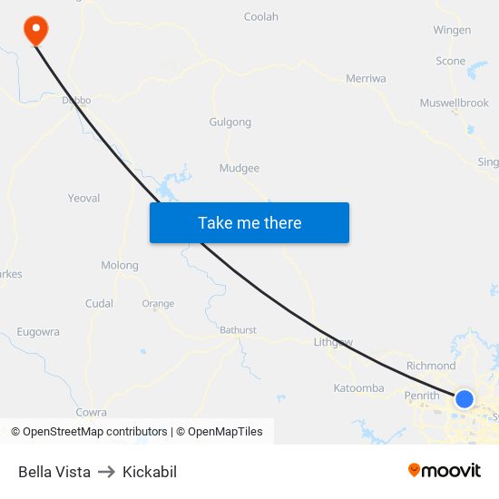 Bella Vista to Kickabil map