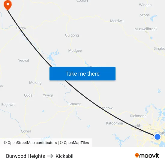 Burwood Heights to Kickabil map