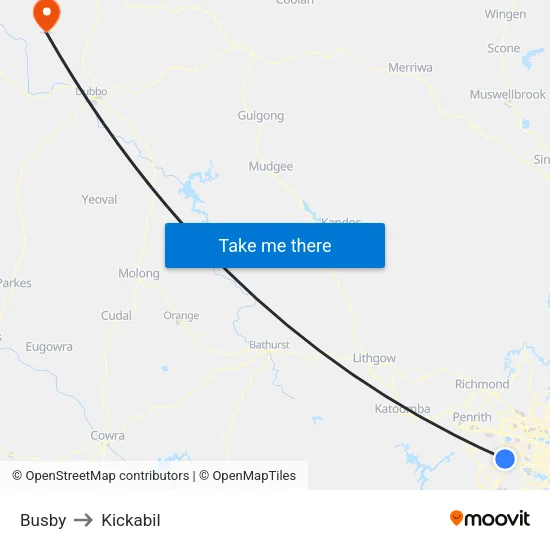 Busby to Kickabil map