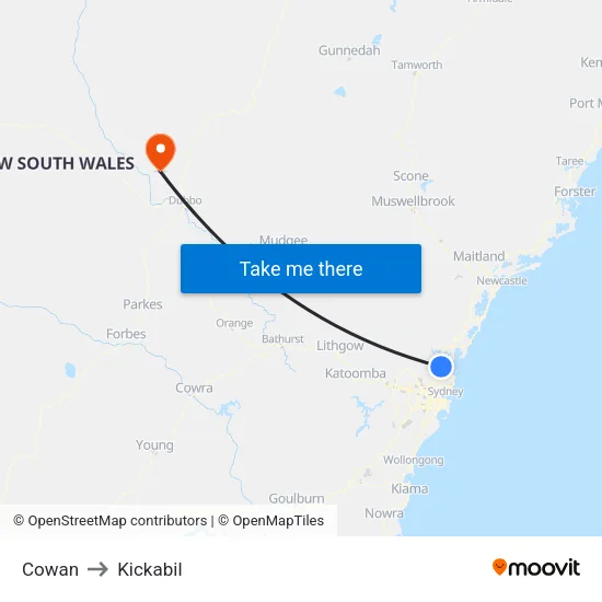 Cowan to Kickabil map