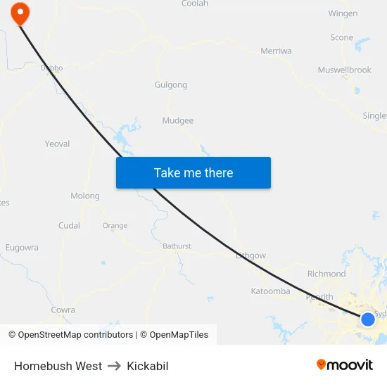 Homebush West to Kickabil map