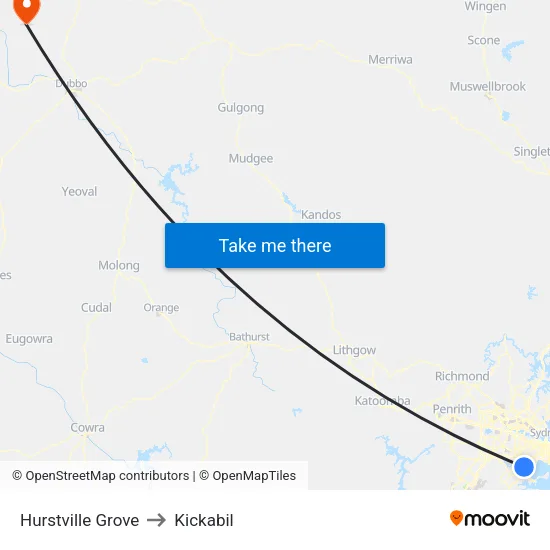 Hurstville Grove to Kickabil map