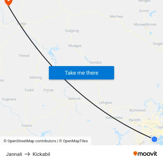 Jannali to Kickabil map