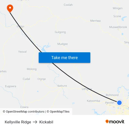 Kellyville Ridge to Kickabil map