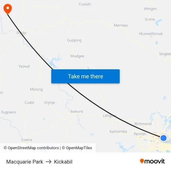 Macquarie Park to Kickabil map