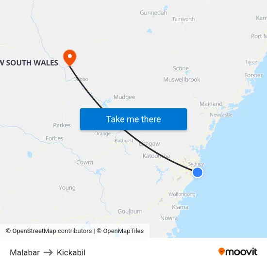 Malabar to Kickabil map