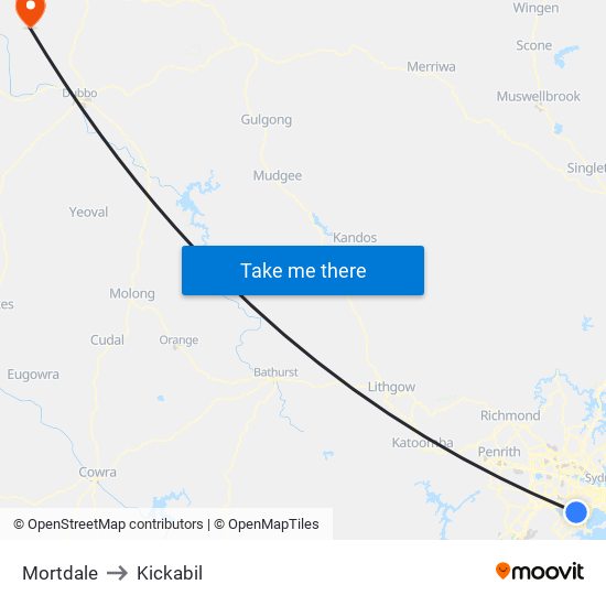 Mortdale to Kickabil map