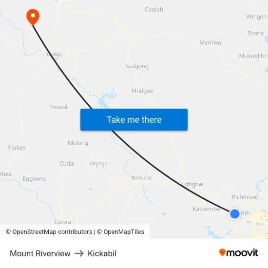 Mount Riverview to Kickabil map