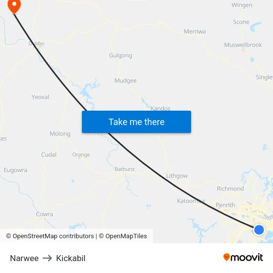 Narwee to Kickabil map