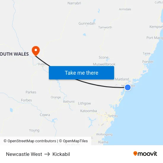 Newcastle West to Kickabil map