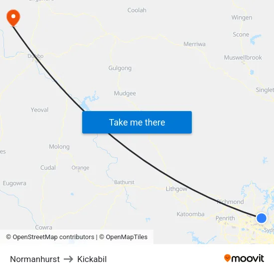 Normanhurst to Kickabil map