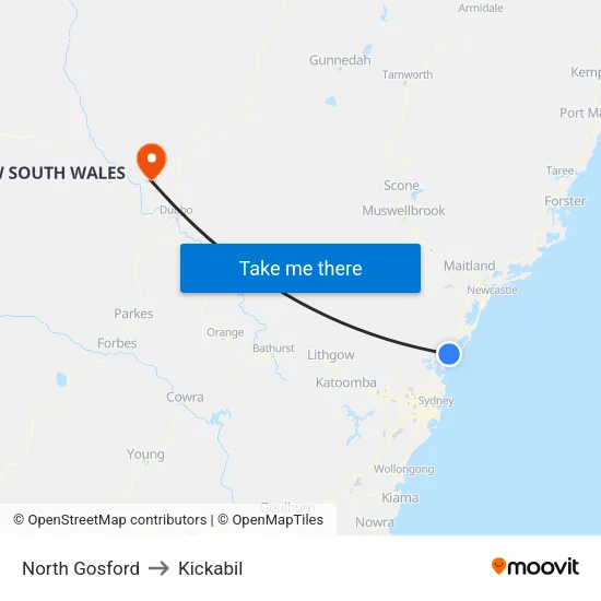 North Gosford to Kickabil map