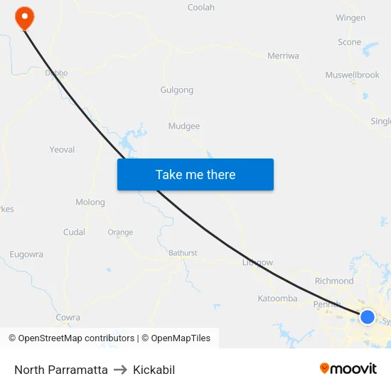 North Parramatta to Kickabil map
