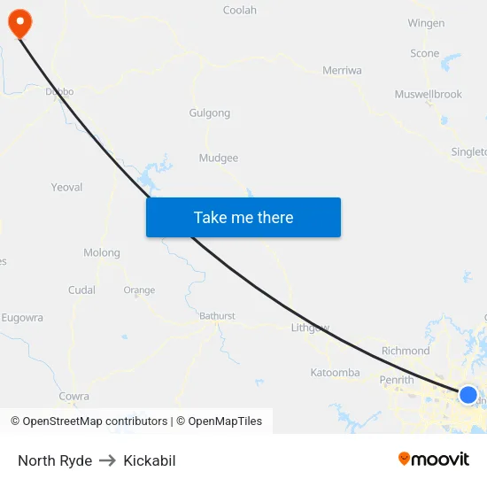 North Ryde to Kickabil map