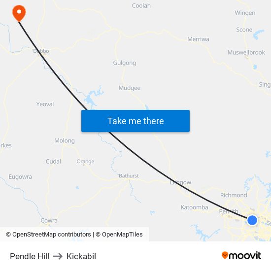 Pendle Hill to Kickabil map