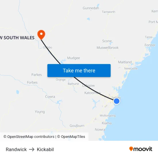 Randwick to Kickabil map
