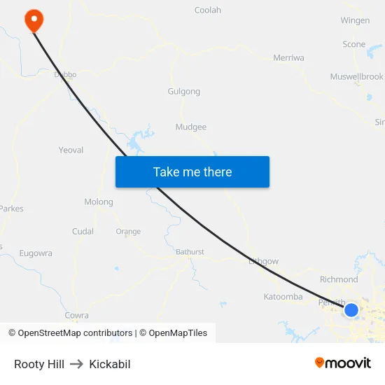 Rooty Hill to Kickabil map