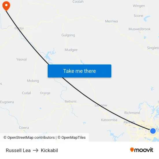 Russell Lea to Kickabil map