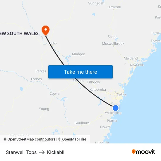 Stanwell Tops to Kickabil map