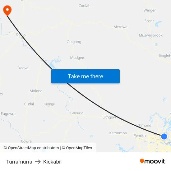 Turramurra to Kickabil map