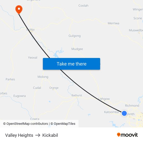 Valley Heights to Kickabil map