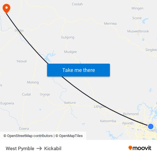 West Pymble to Kickabil map