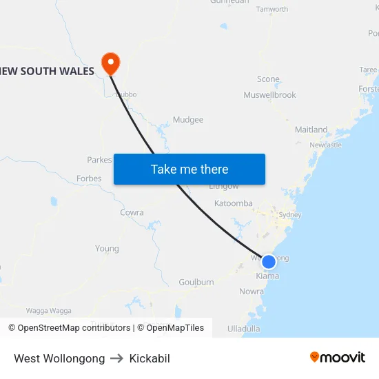 West Wollongong to Kickabil map
