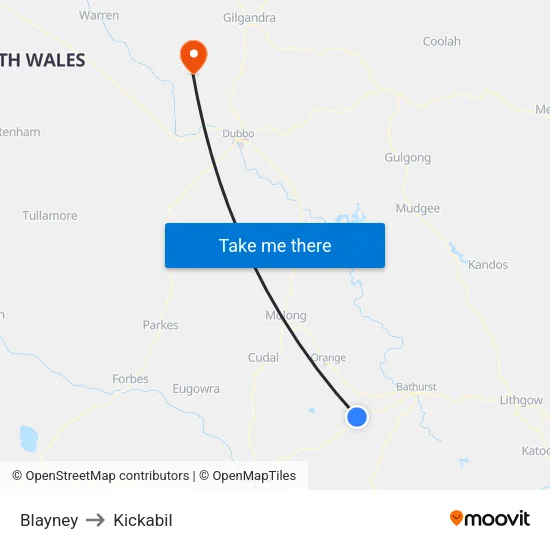Blayney to Kickabil map