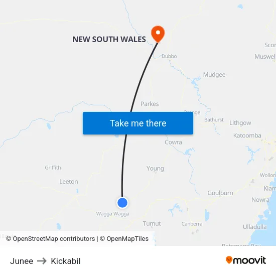Junee to Kickabil map