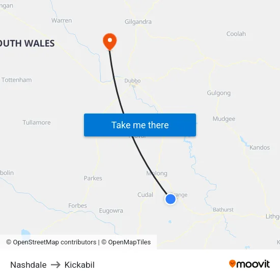Nashdale to Kickabil map
