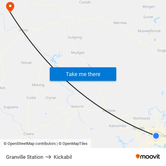 Granville Station to Kickabil map