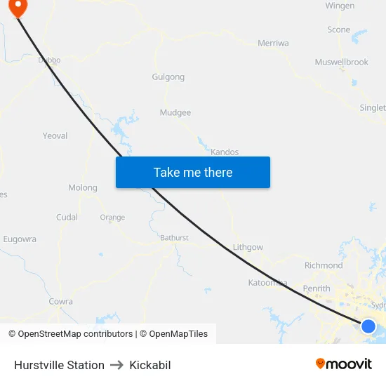 Hurstville Station to Kickabil map