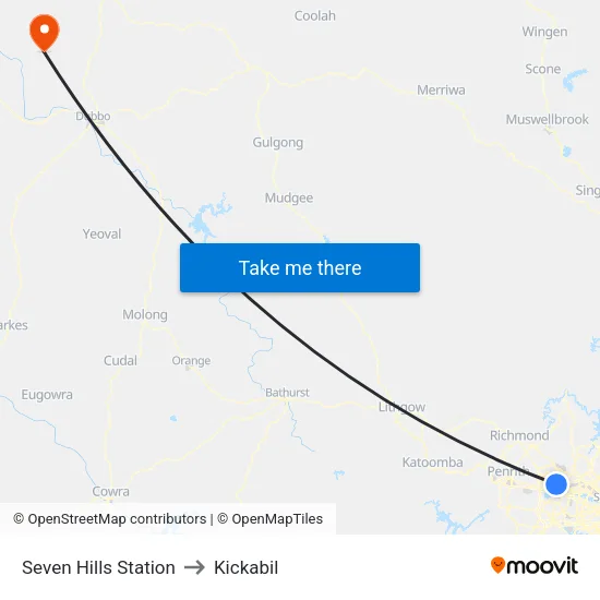 Seven Hills Station to Kickabil map