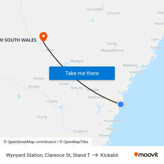 Wynyard Station, Clarence St, Stand T to Kickabil map