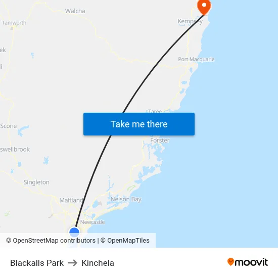 Blackalls Park to Kinchela map