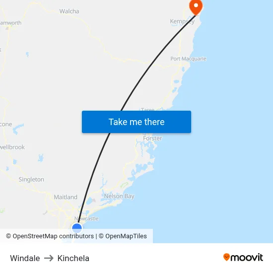 Windale to Kinchela map