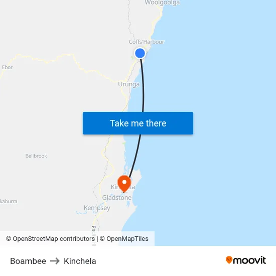 Boambee to Kinchela map
