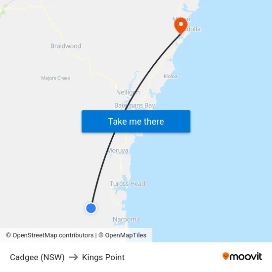 Cadgee (NSW) to Kings Point map