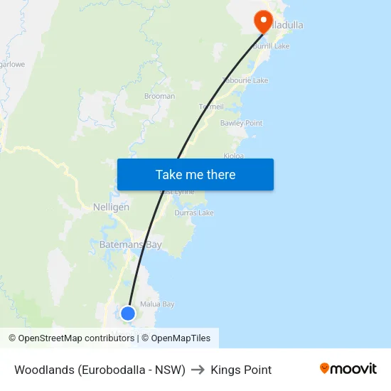 Woodlands (Eurobodalla - NSW) to Kings Point map