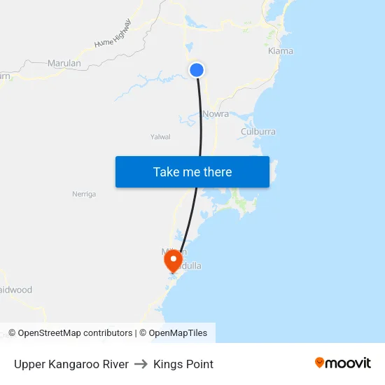Upper Kangaroo River to Kings Point map