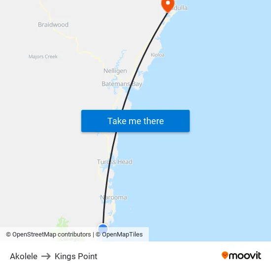 Akolele to Kings Point map