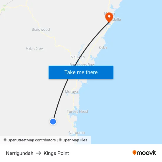Nerrigundah to Kings Point map