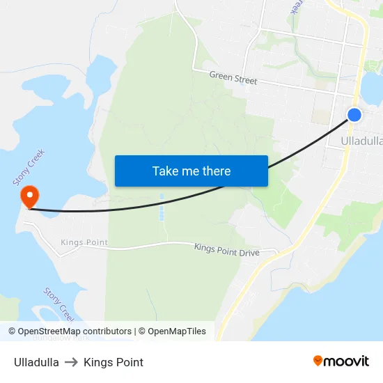 Ulladulla to Kings Point map
