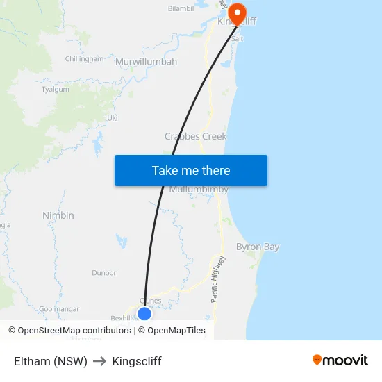 Eltham (NSW) to Kingscliff map