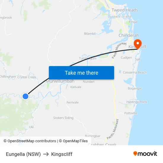 Eungella (NSW) to Kingscliff map